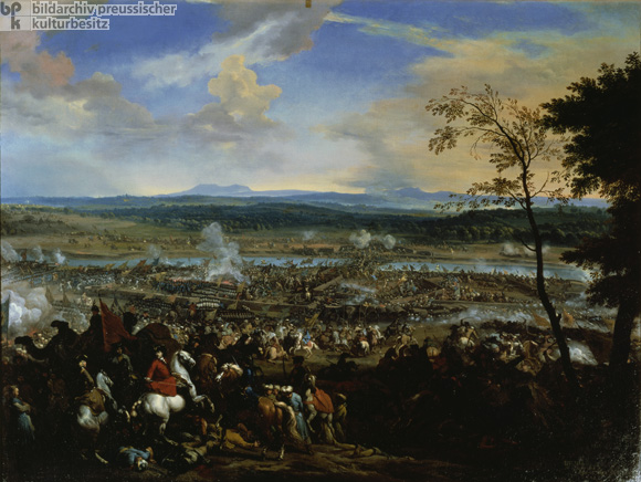 Prinz Eugen von Savoyen und sein Stab in der Schlacht bei Zenta am 11. September 1697 (1712)